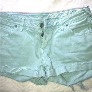 Jack Wills Light Teal Denim Cuff Shorts